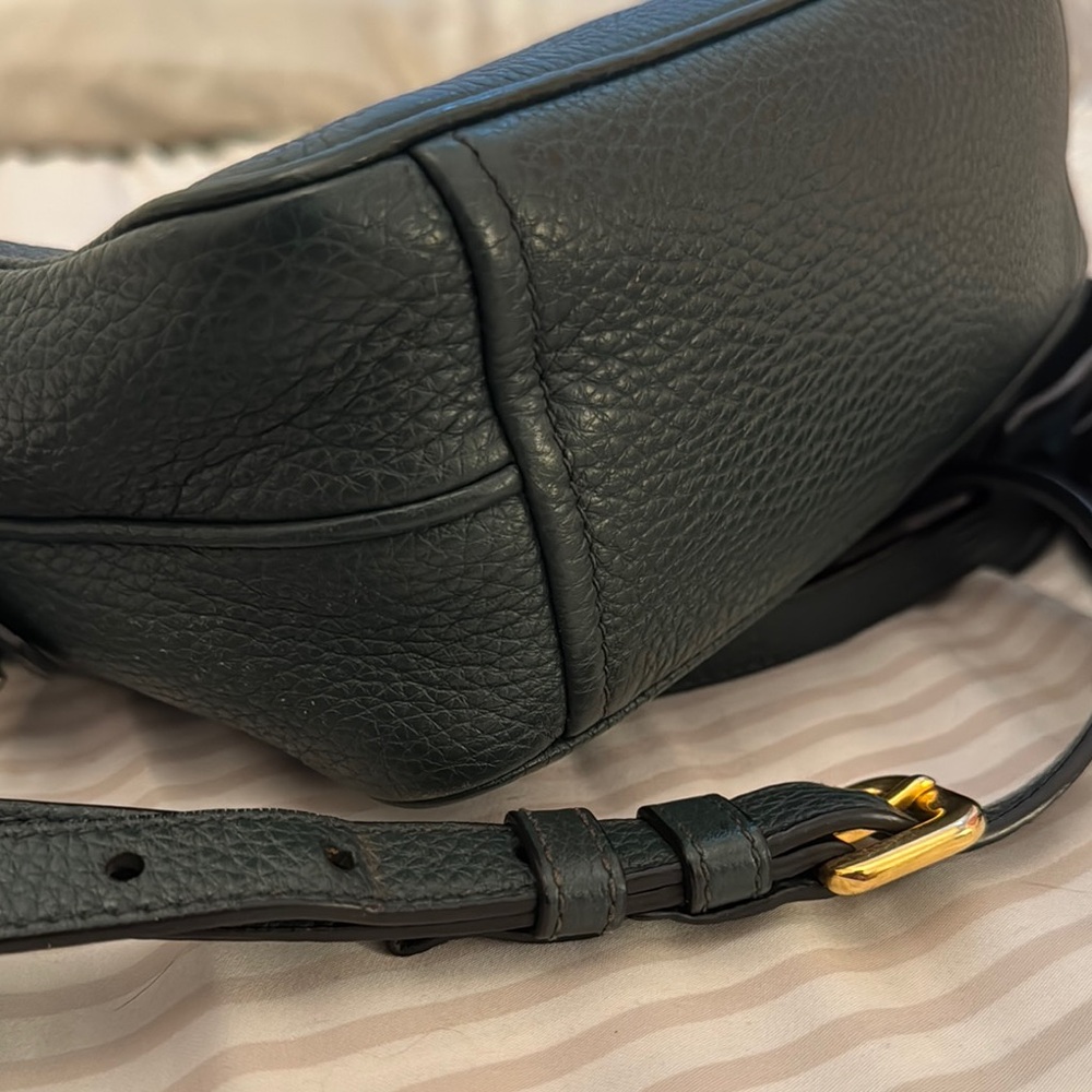 Prada Vitello Daino Leather Double Zip Camera Bag Crossbody Emerald Green - Picture 6 of 8